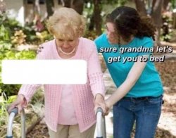Girl helping grandma walker Meme Template