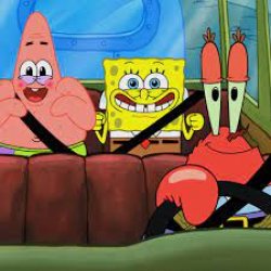Spongebob, Patrick, And Mr.Krabs In A Car Meme Template