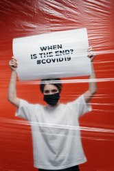 Woman Holding A Poster With Anxiety Meme Template