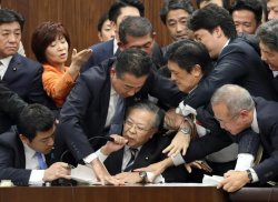 Japanese Parliament Brawl Meme Template