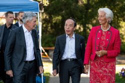 Powell talking to Ueda and Lagarde Meme Template
