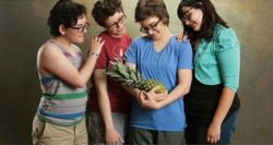 4 young men and a pineapple Meme Template