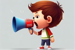 3d cartoon white boy shouting into megaphone Meme Template