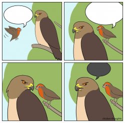 Chicken Thoughts: Hawk and small bird Meme Template