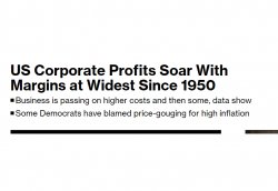 Bloomberg hdline - Corp't profits soar w/70 yrs widest margins Meme Template