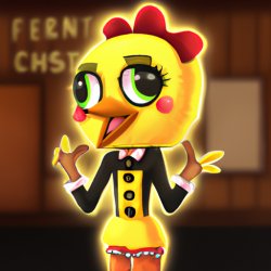 Toy Chica in a maid costume from Five Night's at Freddy's 2 Meme Template