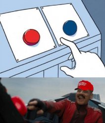 MAGA HAT SLAMS THE RED BUTTON Meme Template