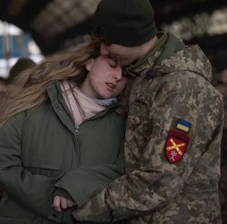 Ukrainian soldiers say goodbye to their loved ones Meme Template