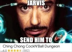 Jarvis send him to Ching Chong CockNBall Dungeon Meme Template