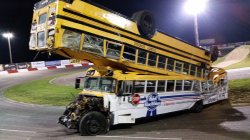 A bus thrown under another bus. Trump with folks in Trumpworld. Meme Template