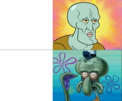 Handsome Vs Ugly Squidward Meme Template