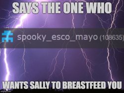 says the one who wants sally to breastfeed you Meme Template