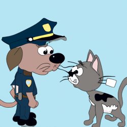 Police dog talking to a cat Meme Template