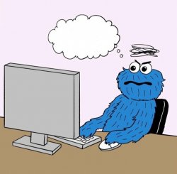 Angry Cookie Monster At Computer Meme Template