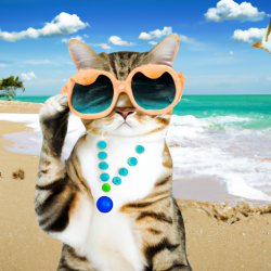 Cat with a sunglass at the beach Meme Template