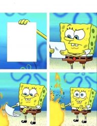 Spongebob burns paper Meme Template