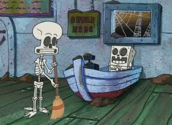 Spongebob And Squidward Skeletons Meme Template