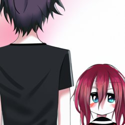 A short girl with her back to us and a tall anime guy in front o Meme Template