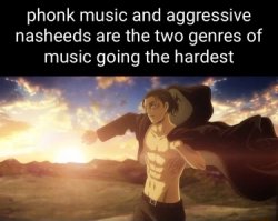 phonk music and agressive nasheeds are 2 hardest music genres Meme Template