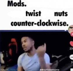 Mods twist nuts counter clockwise Meme Template