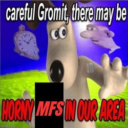 careful gromit, there may be horny mf in our area Meme Template