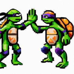raphiel and michalangelo teenage mutant ninja turtles high five Meme Template