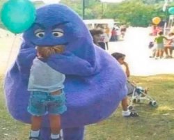 Grimace eating a kid Meme Template