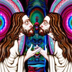 Jesus kissing a mirror in the underworld Meme Template