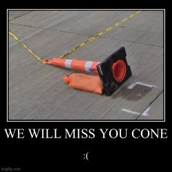 We will miss you cone Meme Template