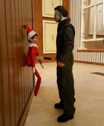 Elf on the shelf and Michael Myers Meme Template