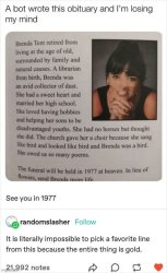 A bot wrote this obituary Meme Template