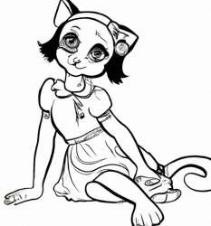 Anthro kitty girl sitting Meme Template