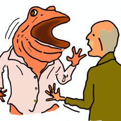 a frog yelling to a creepy man Meme Template