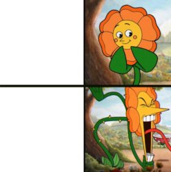 Cuphead Flower Reversed Reversed Meme Template