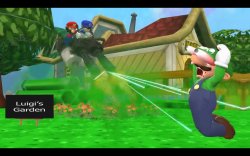 Mario And Smg4 Shooting Luigi's Garden Meme Template