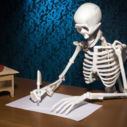 skeleton sitting at a table trying to write the perfect letter Meme Template