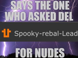 Says the one who asked del for nudes Meme Template