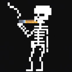 Pixelated Skeleton Smoking Meme Template