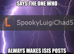 says the one who always makes isis posts Meme Template