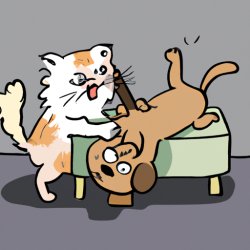 Dog Getting Killed by Cat (Cartoony) Meme Template
