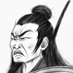 Inraged crying japanese samurai pointing east in meme drawing st Meme Template