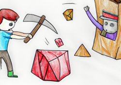 Minecraft steve character breaking diamonds with a brown pickaxe Meme Template