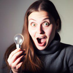 picture of a surprised-looking person holding a lit lightbulb Meme Template