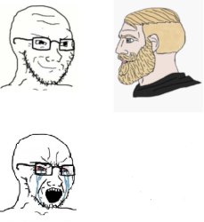 Smug then Crying Soyjak vs Chad Meme Template