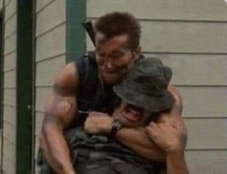 SCHWARTZENEGGER STRANGLING A GUY Meme Template