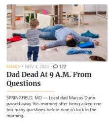 Babylon Bee - Dad too many Questions Meme Template