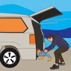 a man taking a kid and putting him in his van Meme Template