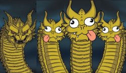 4 headed dragon w/ 3 derp heads Meme Template