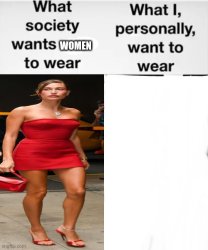 What society wants women to wear Meme Template