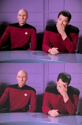 Picard Riker Facepalm- Matching Panels Meme Template